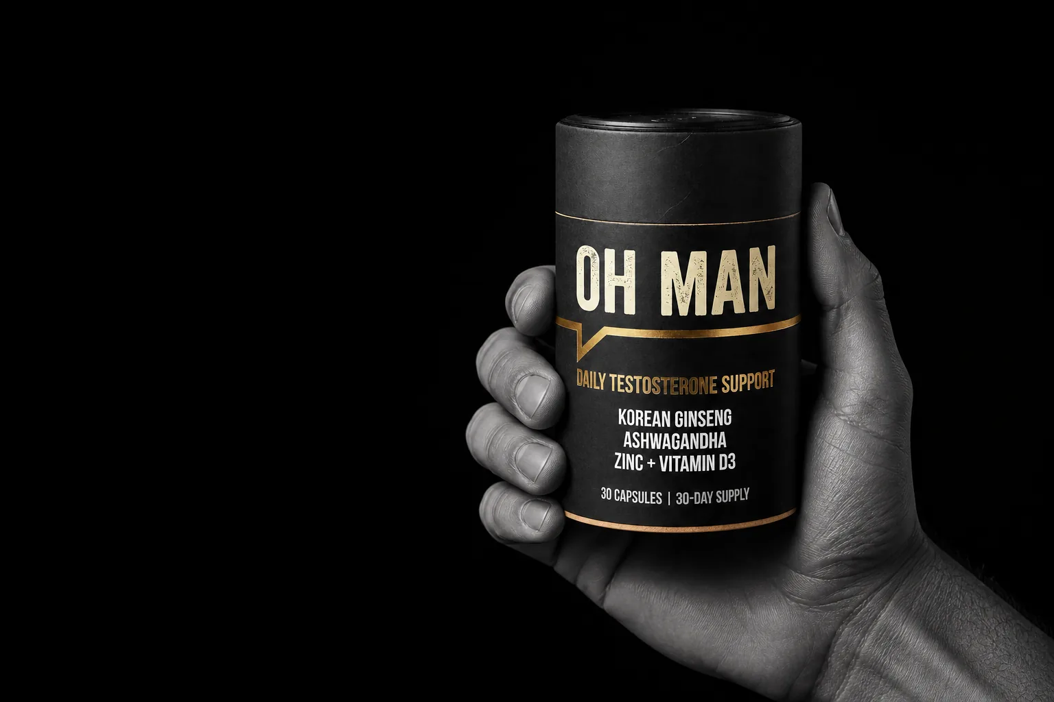 OH MAN once-daily capsule held in hand